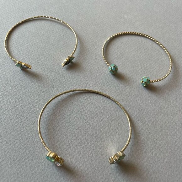 Elegant Gold and Green Bracelet Set M342 - Picture 2 of 2